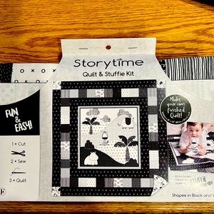 NWT quilt & stuffie Kit 36”x42” quilt uncut/unopened quilt blk/white story time